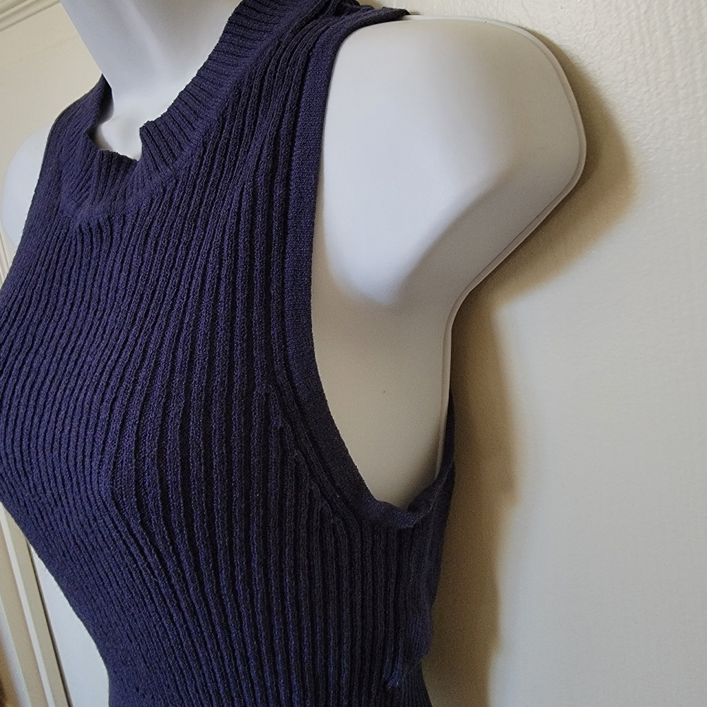 Blue Ribbed Sweater Vest - Picture 2 of 6